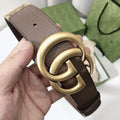 GG BELT 40MM GOLD BUCKLE BEIGE CANVAS